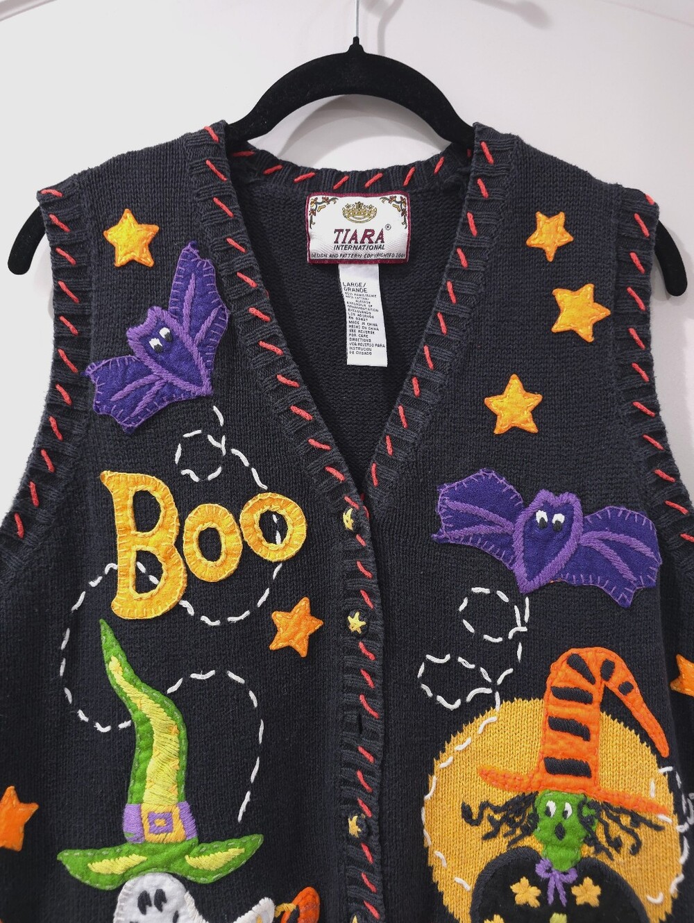 Vtg Vintage Rammie Cotton Blend Halloween Patch Vest, Preloved, Size L - Picture 2 of 13